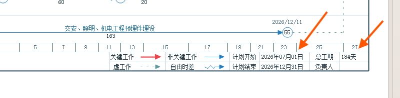 调整前项目开始时间为2026年7月1日,总工期为184天