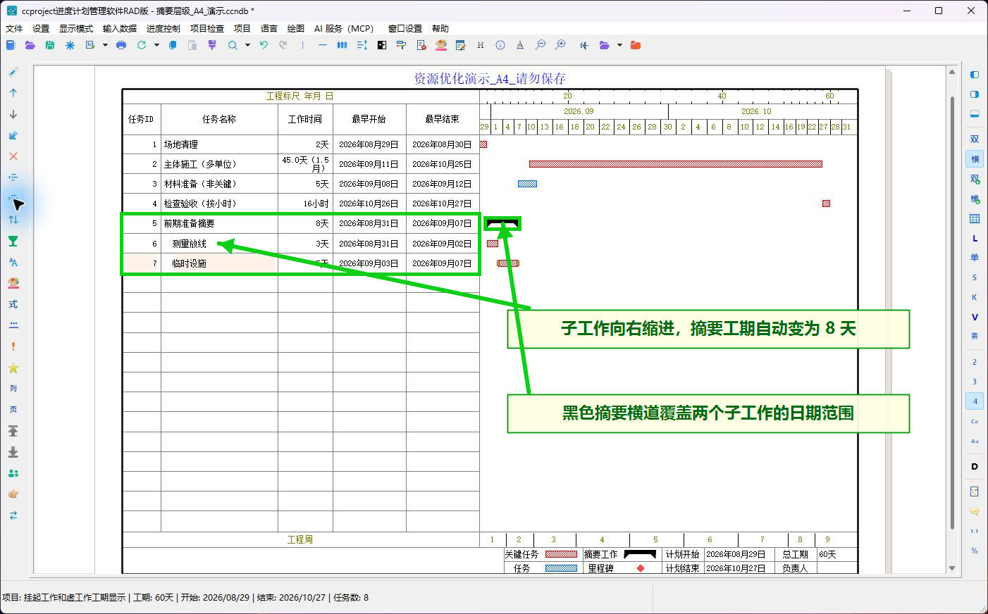 检查子工作缩进和黑色摘要横道