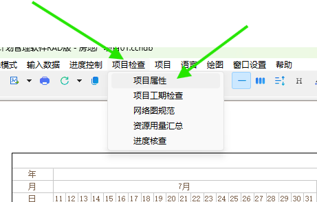 从项目检查菜单进入项目属性